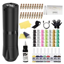 OZER Wireless Tattoo Pen Machine Kit Gun Ink Black 