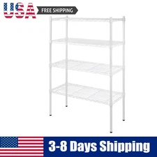 4-Tier Wire Shelf Unit Garage Storage Rack Adjustable Shelves Pantry Goods White