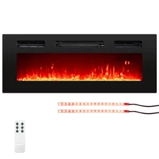 36" 5,000 BTU Electric Fireplace with LED Light Strips Remote Crystal Stones
