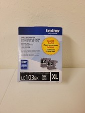 NEW Brother Ink Cartridge LC103BK XL Black Genuine - 2 Pack Exp 07/2026