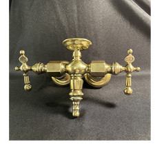Antique 19th Century Victorian Brass Gold Claw Foot Tub Faucet Hot/Cold Handles