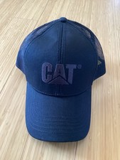 Caterpillar CAT Trucker Hat Meshback Strapback Work Cap All Over Black