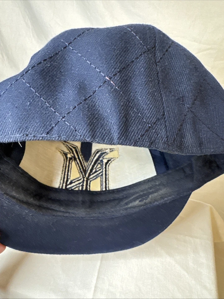 New York NY Fitted Hat Size 7 3/8 Original Fit 59cm RARE Blue Diamond Knit VTG - Image 4 of 4