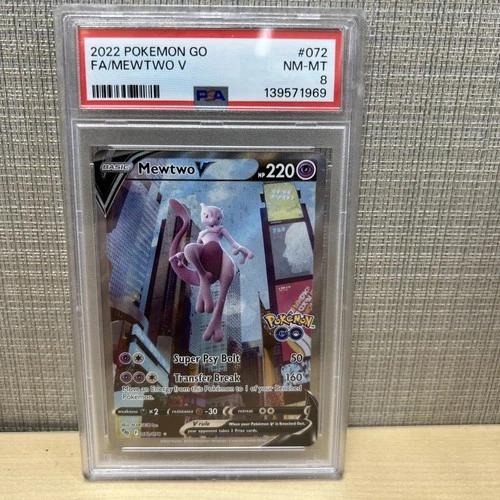 Mewtwo V PSA 8 English Pokemon Go Card Alternate Art 072/078 2022 Full Art