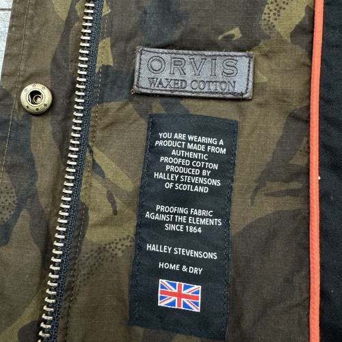 Orvis Jacket Womens Large Brown Camo Halley Stevensons Waxed Cotton Lined Coat - Picture 5 of 11