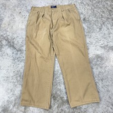 Polo Ralph Lauren Pants Mens 40x30 Khaki Pleated Chino vintage Classic Fit Dress