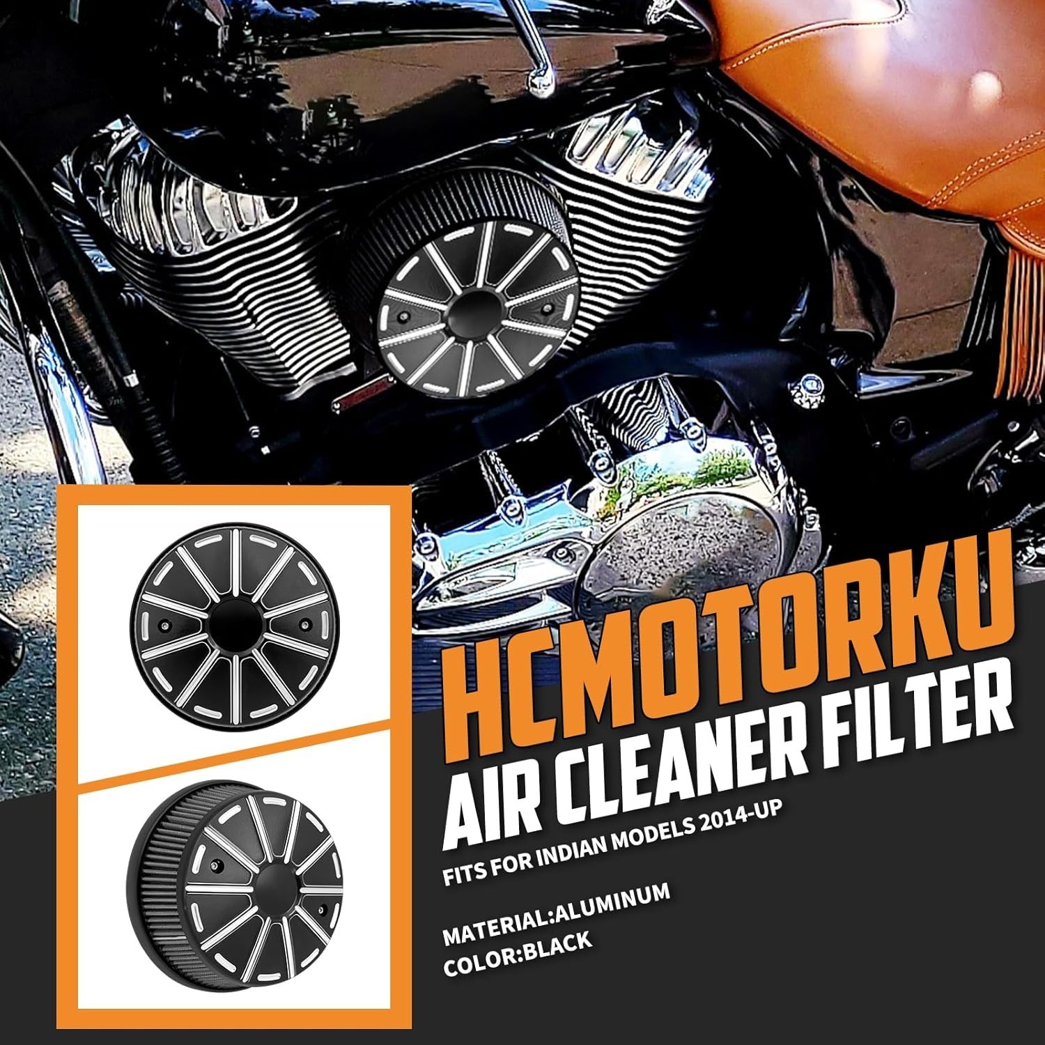 For CNC Motorcycle Air Intake Cleaner Filter Indian Chieftain Roadmaster 2014-Up