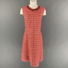 MARC JACOBS Size 8 Orange Purple Acrylic Blend Tweed Shift Dress