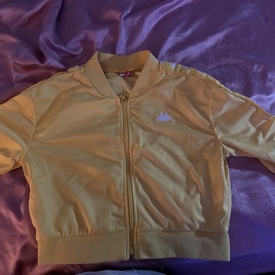 Kappa Women's Beige Full Zip Track Jacket, Polyester Knit Solid, Size S