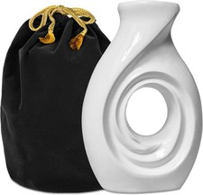 Modern Adult Cremation Urn for Human Ashes, Secure Closure, 12.2"Hx8.2"W, White