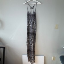 American Eagle Outfitters Black and White Strappy Paisley Maxi Dress Medium