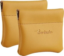 Travelambo Leather Squeeze Coin Purse Pouch Change Holder For Men & Women 2 pcs