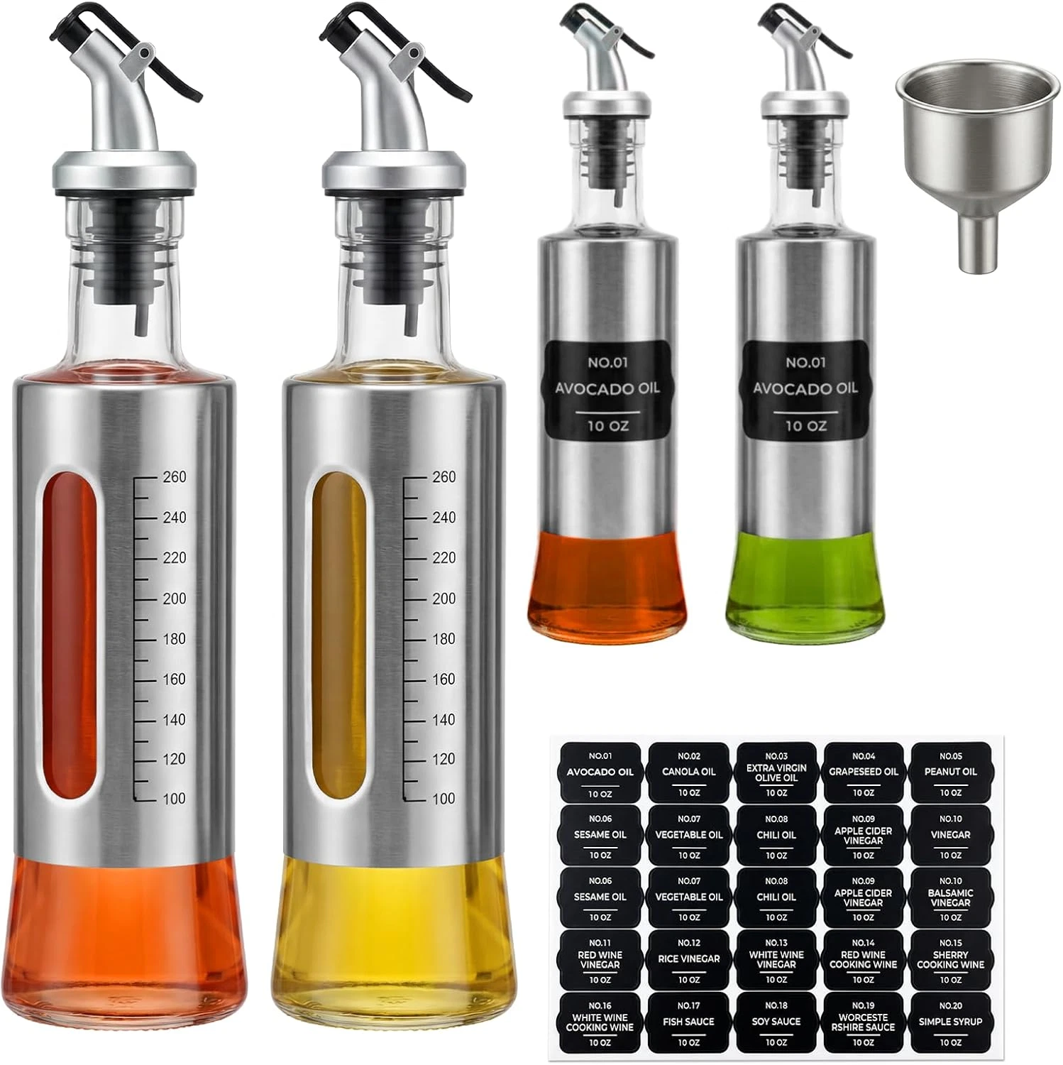 Olive Oil Dispenser for Kitchen, 4 Pack 10Oz/300 ML Cooking Oil and Vinegar Disp