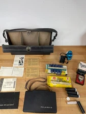 Polaroid Land Camera Automatic 100 Complete Kit w/ Flash, Bulbs, Timer, Case Vtg