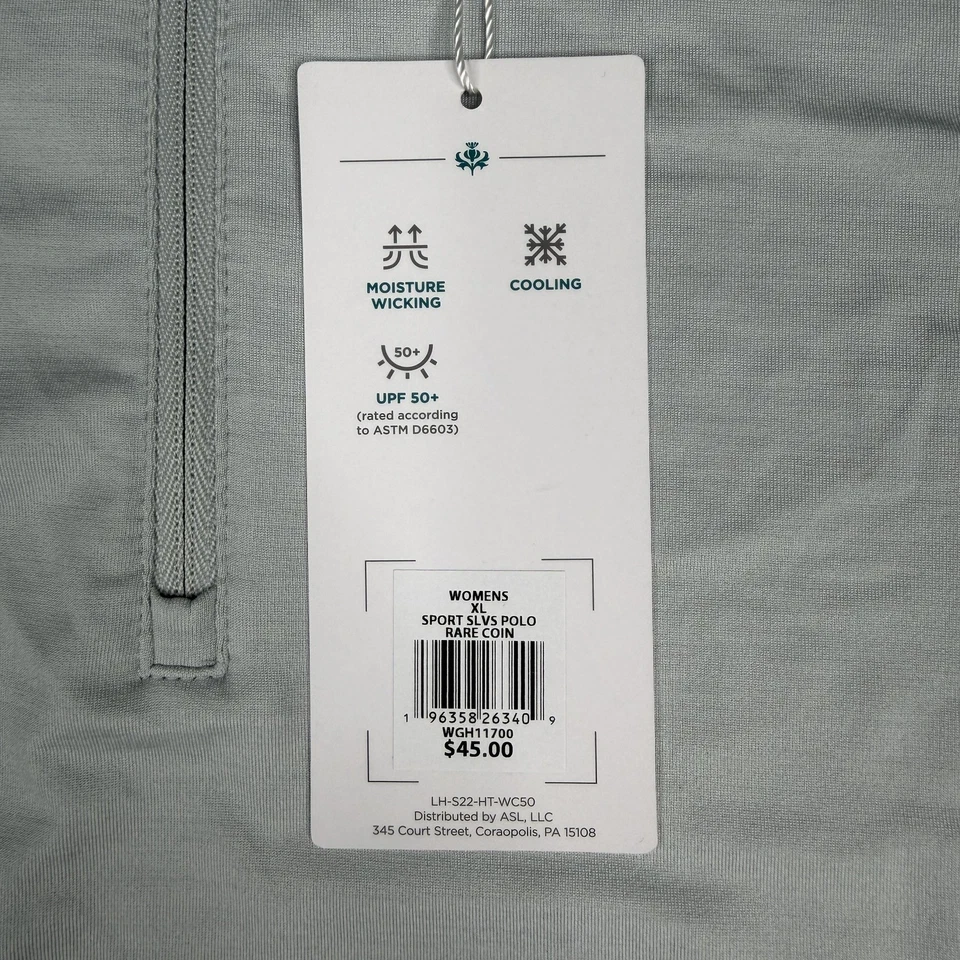 Camisa polo deportiva sin mangas para dama Hagen XL gris rara moneda golf UPF 50+ Foto 3 de 4