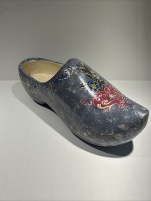 VTG  Dutch Wooden Clog Shoe Hand Carved & Painted Wall Hanging  
