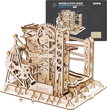 3D Assembly Wooden Puzzle Brain Teaser Game Mechanical Gears Set Model Kit Marbl