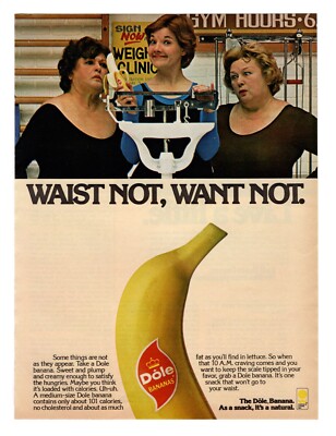 Vintage 1970s mag print ad DOLE Bananas fruit snack food kitchen