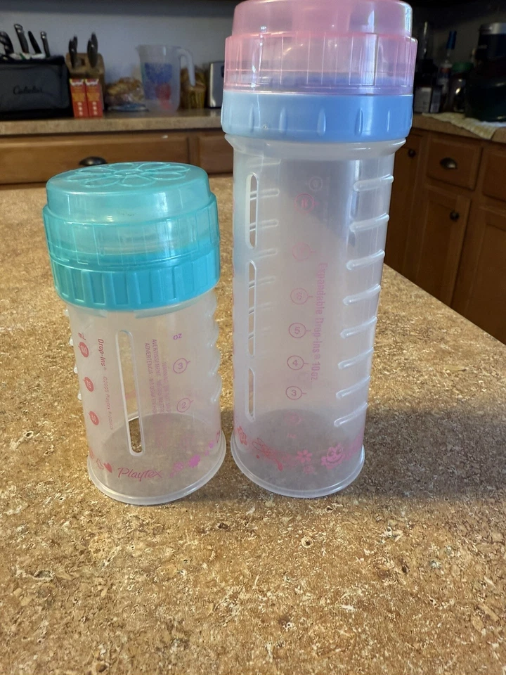 Playtex Drop In Botellas 3oz Y 8 Oz Rosa Desde 2004, Tapas Y Pezón Transparente Foto 2 de 4