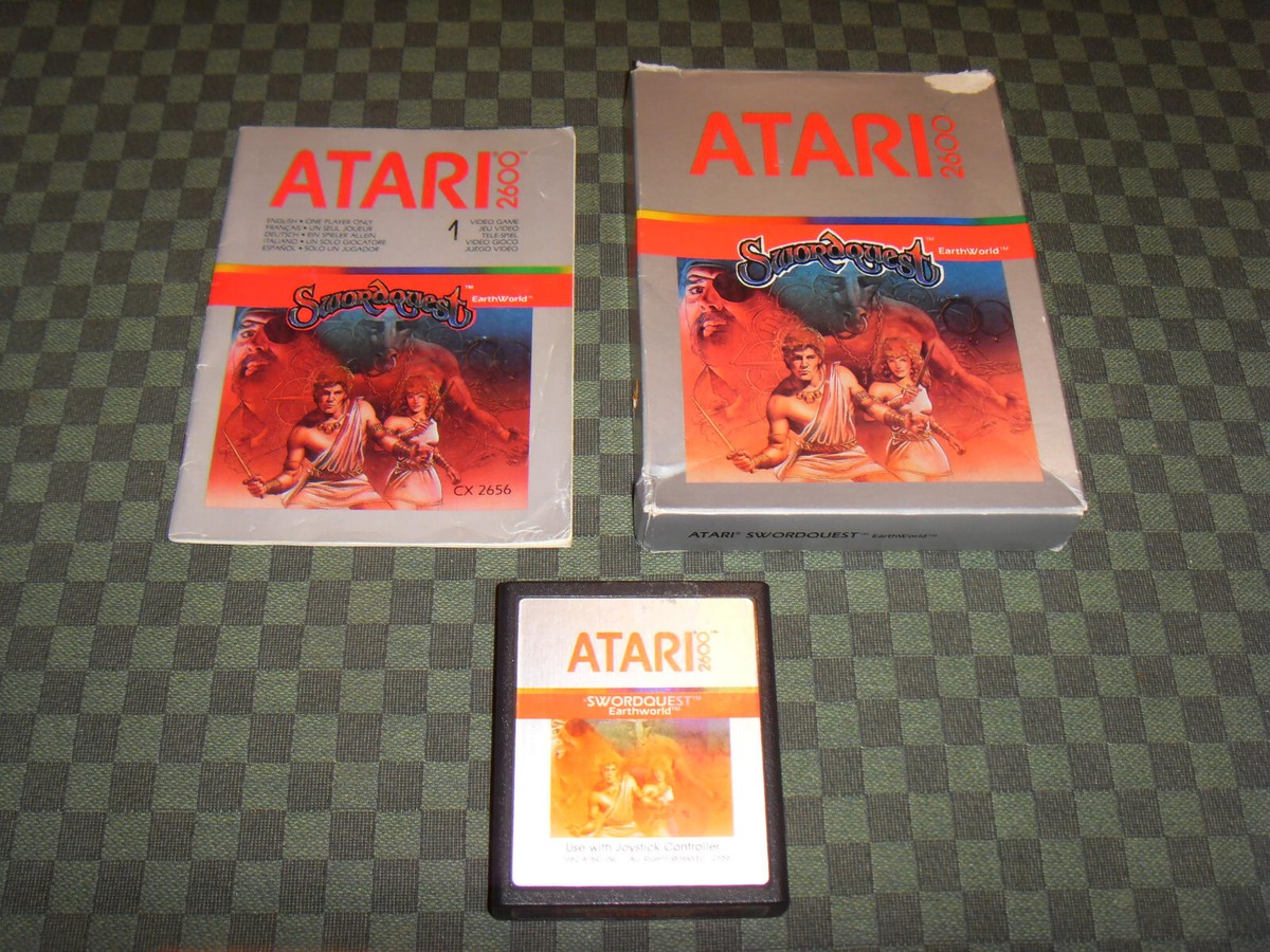 Jeu Atari 2600 Swordquest Fireworld – Version Pal Complète, Boîte Et Notice (Bon état)