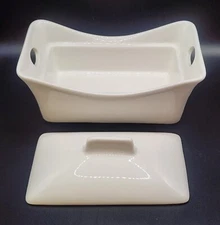 Blue Harbor Porcelain White Butter Dish With Lid, Modern 4.75x2.75x2.5 inches