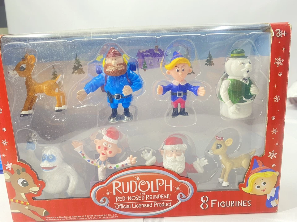 Juego de regalo de 8 figuras de Rudolph el reno nariz roja juguetes inadaptados personajes Foto 2 de 4