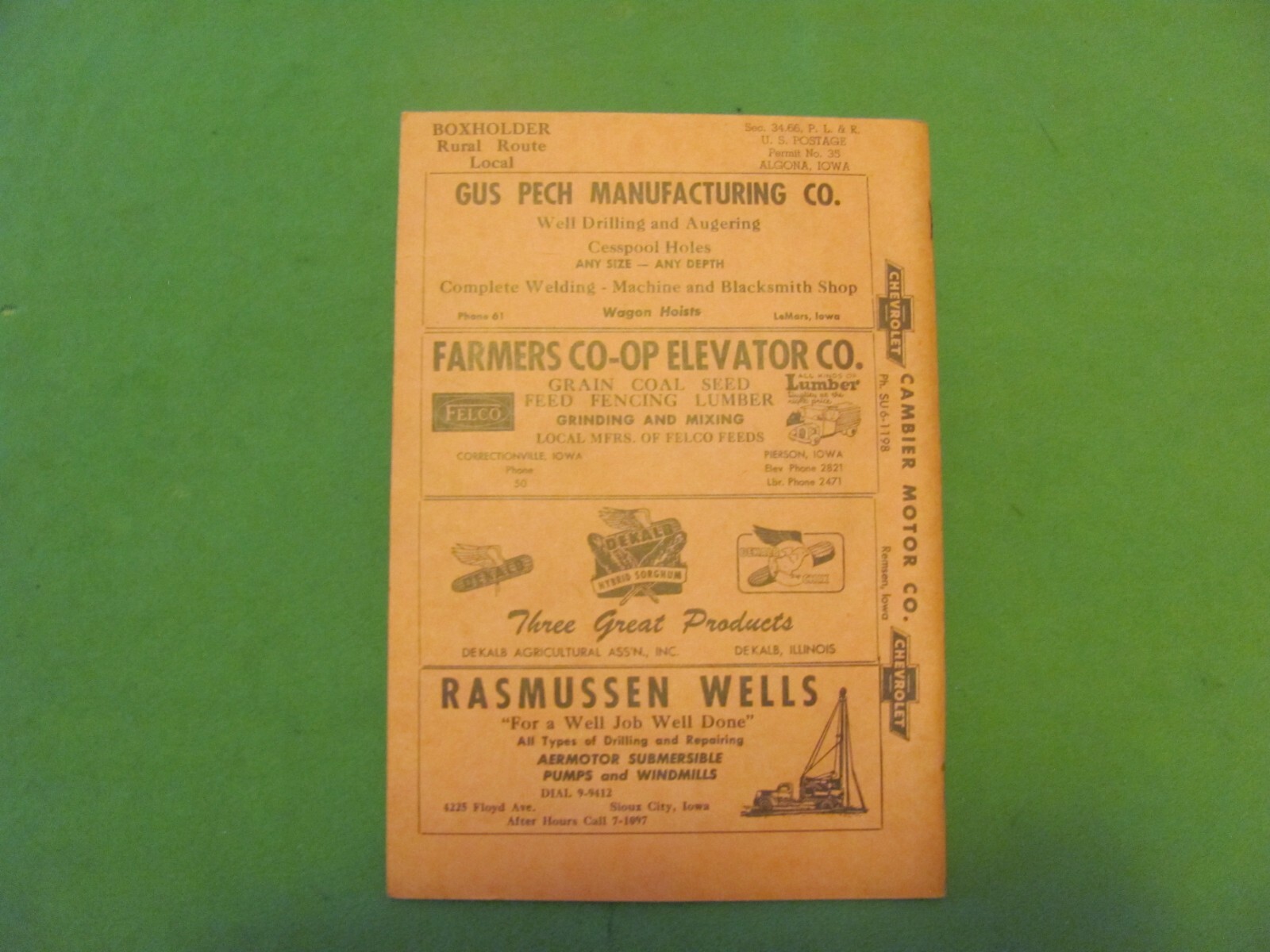 Vintage Plymouth Co. Akron Iowa Farm Directory 1958. eBay