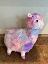 Kellytoy Llama Alpaca Plush Stuffed Animal Toy Tie Dye Pink Blue Purple