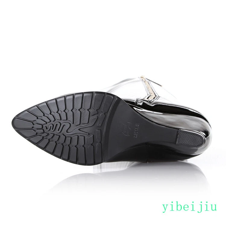 Women's Over The Knee High Mid Wedge Heel Boots Pointed Toe Riding Shoes Fashion - Image 4 of 4