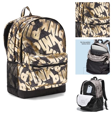 Victorias Secret Vs Pink Gold Font Full Size Campus Backpack