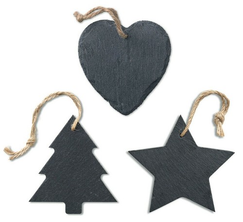 Hanging Plain Slate Tree, Star Heart Wall Sign Craft Decorations Eco Bauble - Picture 2 of 9