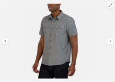Gerry Men's Short Sleeve Woven Camp Stretch Comfor Shirt (GRAY, Size XL) NWT