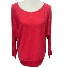 New York  Company Womens XL Long Sleeve Scoop Neck Gold Studded Sweater