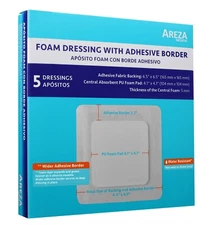 Foam Wound Dressing with Adhesive Borders (6.5" x 6.5") From Areza Medical 