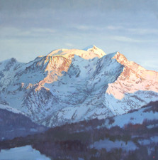 Montagnes. Mont Blanc. Les sommets des Alpes. Peinture à l'huile sur toile.50*50