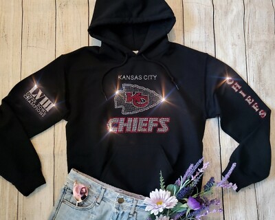 Kansas City Chiefs Superbowl LVIII Rhinestone Hoodie Sweatshirt UNISEX Size S-5X