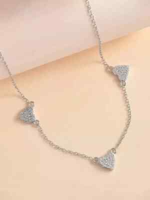 3Ct Round Lab-Created Diamond Heart Choker Necklace Chain 14K White Gold Plated