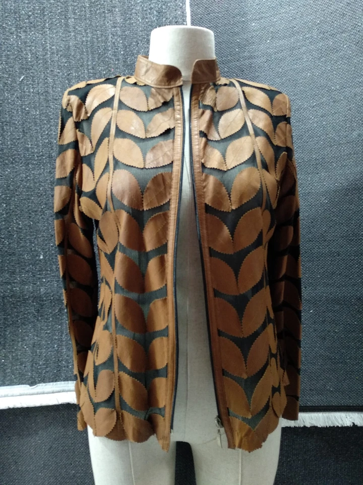 Chaqueta de cuero para mujer con hojas para mujer Chaqueta de cuero para mujer Todas las tallas Foto 4 de 4