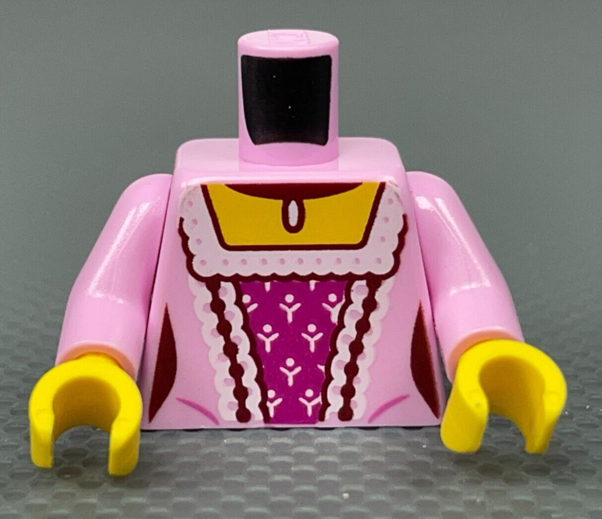lego pink dress LEGO Female Minifigure Torso Bright Pink Dress Laces Stripes Series 24  Rococo x1