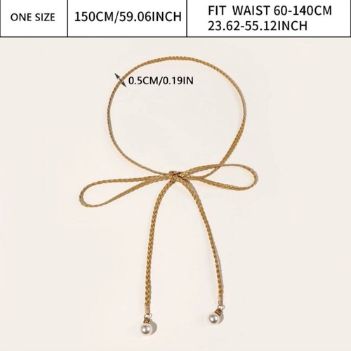 Boho Long Waist Rope Faux Pearl Pendant Women Braided Belt Beaded Fringe Black - Picture 7 of 10