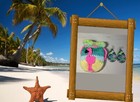 TROPICAL FLAMINGO Tear Drop Earrings  2” Long. With a  Handmade Crochet Pouch — photo 3