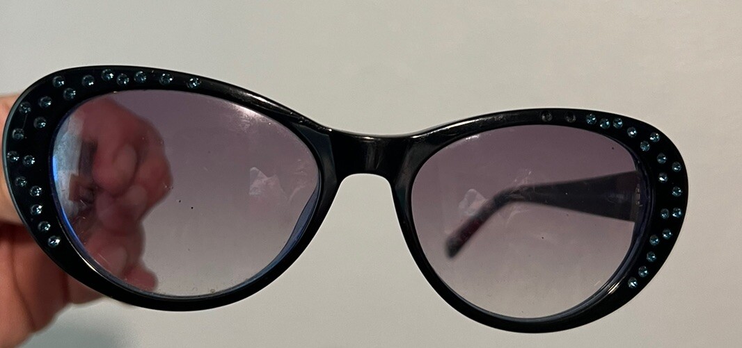 BRIGHTON SUNGLASSES BLUE Rhinestones CAT EYE RARE no copy