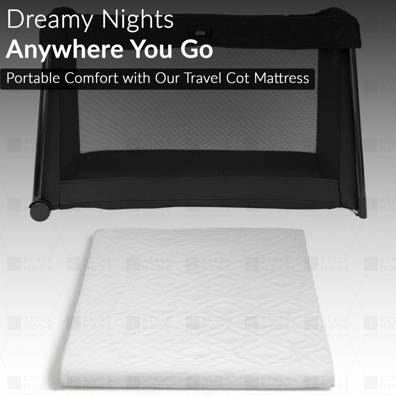 Travel Cot/Crib Mattress Quilted Cover Breathable For MamaPapas Graco