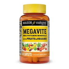 Mason Natural Megavite Multivitamin & Minerals with Fruits, 60 Caplets