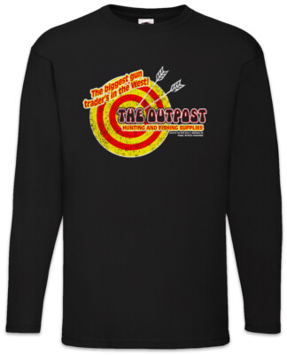 R Outpost I Langarm T-Shirt Bar Symbol Sign Rambo Gun Shop Hunting Fishing Store