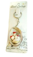 Seashell Keychain Beach Combings Clam Shell Filled Souvenir Keyring New Sea Gift