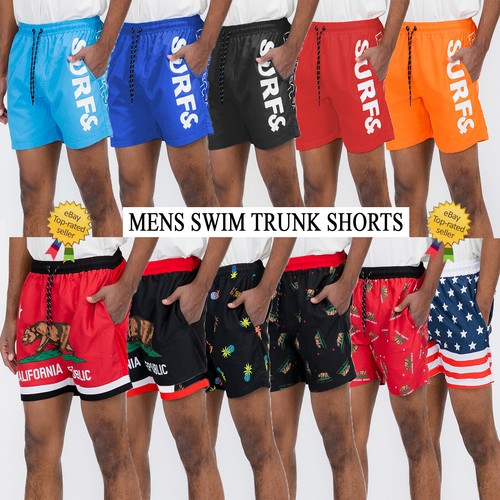 Striped Print Mens Summer Beach Board Shorts Print Surf Sport Swim Wear Trunks - Picture 1 of 53