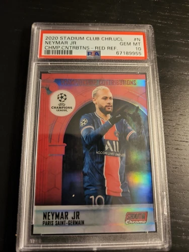 2021 Topps Stadium Club Neymar JR PSA 10 10/10 Red Refractor Jersey Match
