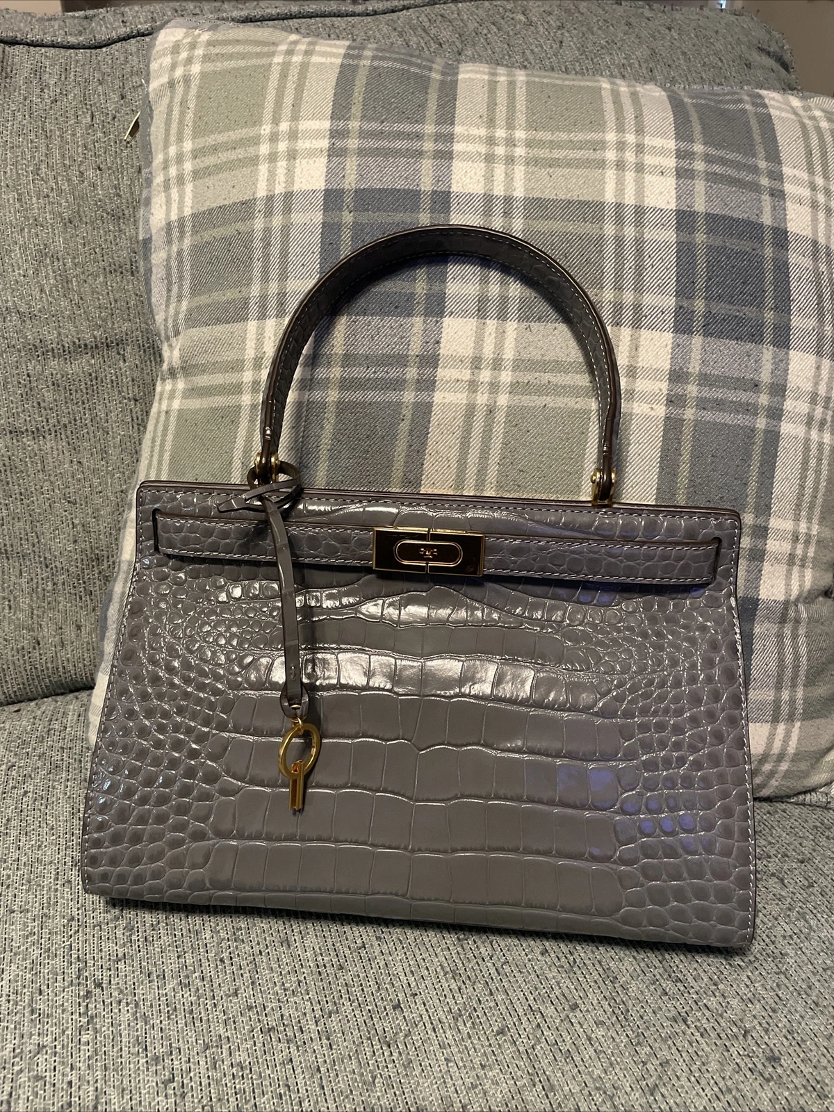 TORY BURCH Lee Radziwill Borsa Piccola In rilievo 75311 Zinco Prezzo al dettaglio $798 Nuova