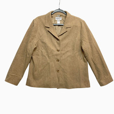 Pendleton Blazer Jacket Womens Size 14 Tan 100 Pure Wool Herringbone